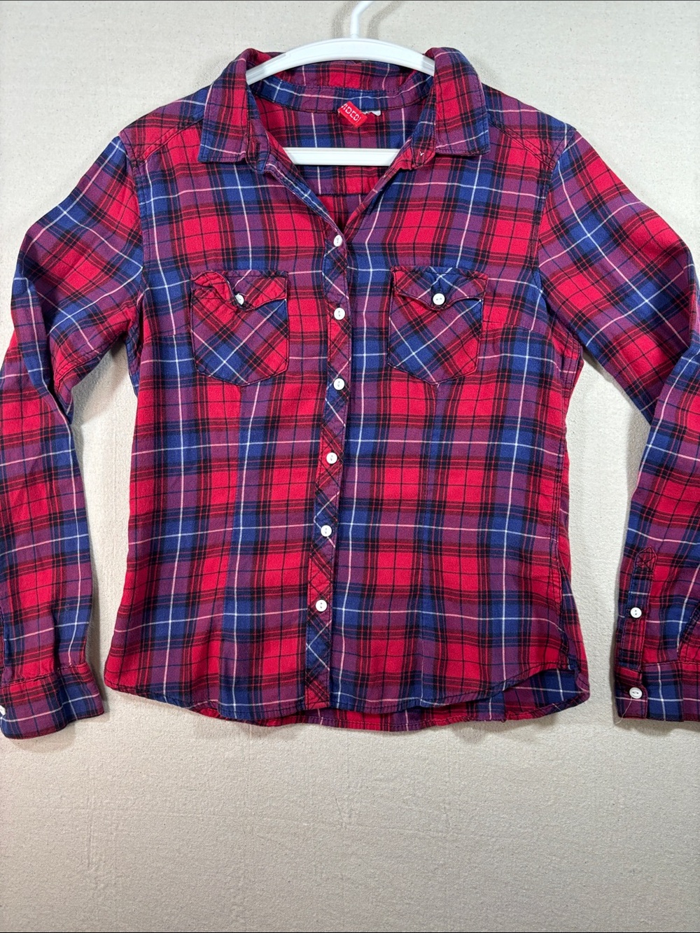 H&M Red and Blue Plaid Button-Down Shirt